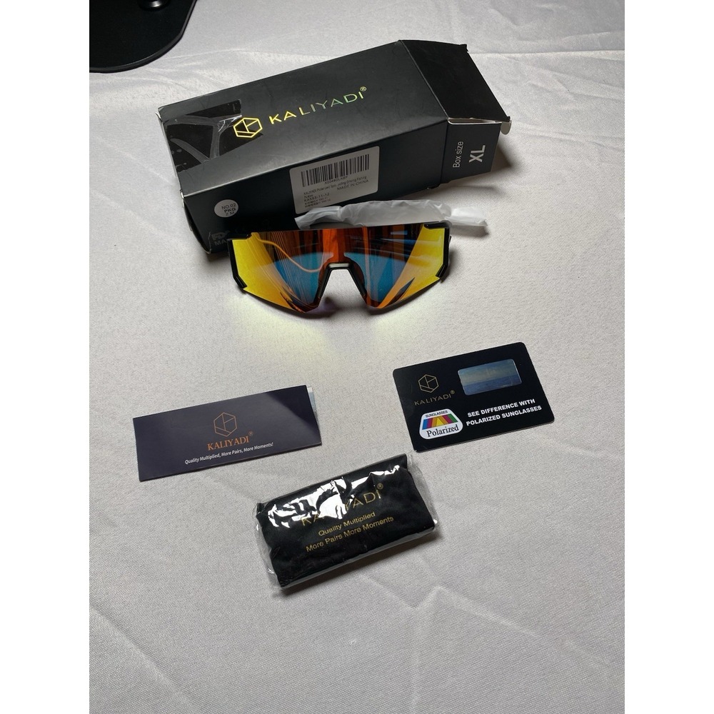 KALIYADI Polarized Oversized Shield Sports Sunglasses Black Frame Yellow Lens